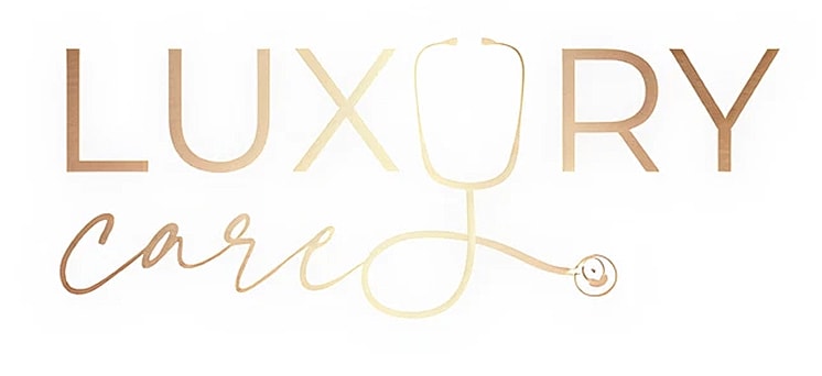 Luxury care logo with stethoscope design.