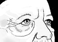 Close-up of an elderly person's eye.