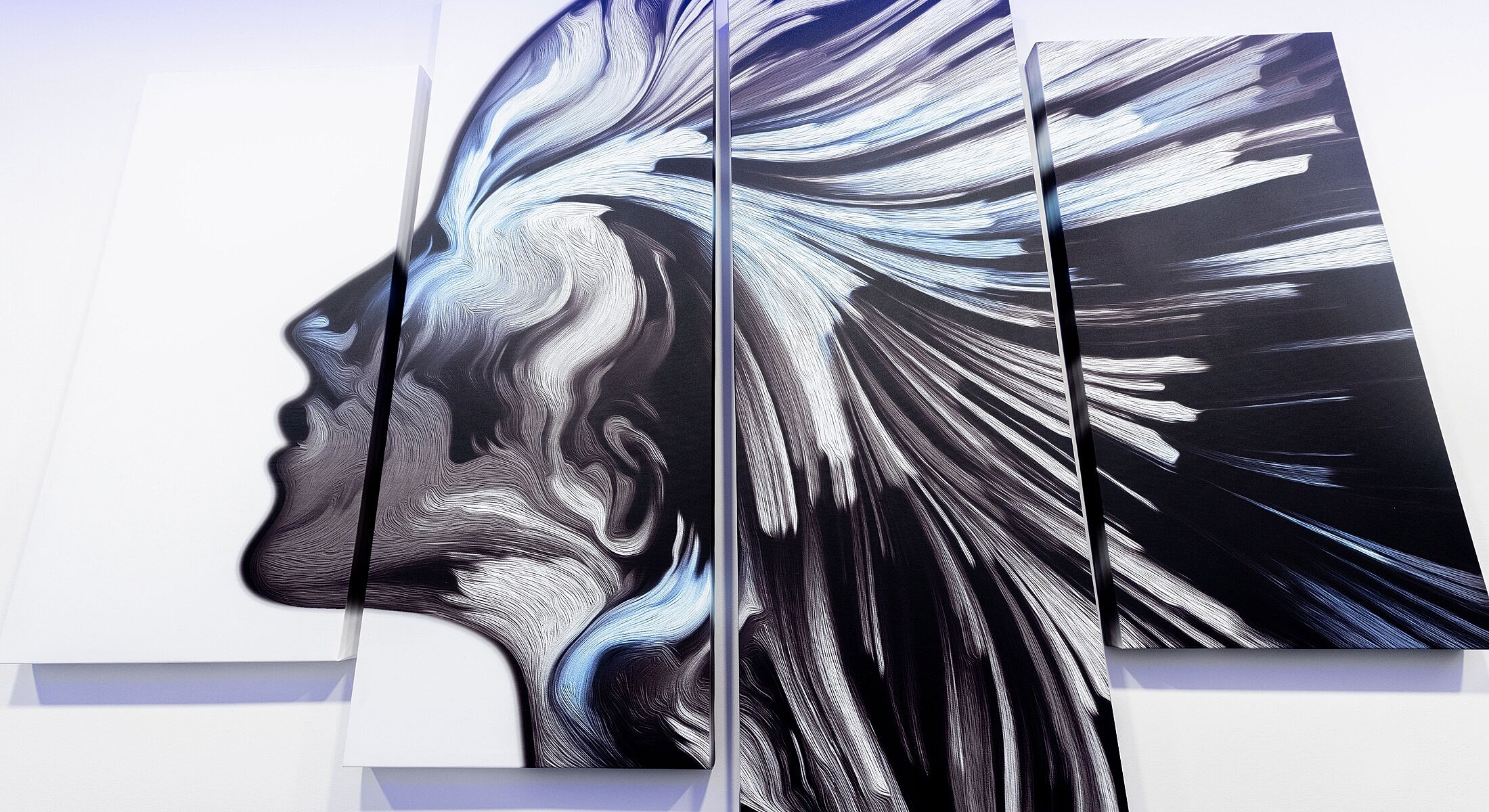 Abstract artwork depicting a human profile silhouette.